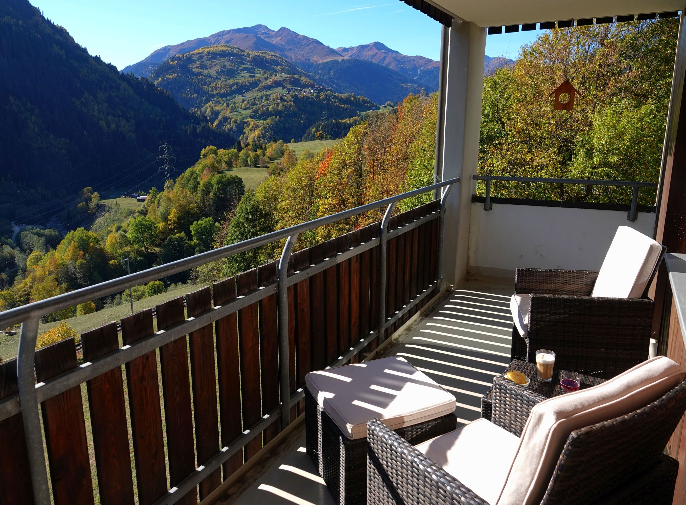 Südbalkon mit Blick auf die Berge